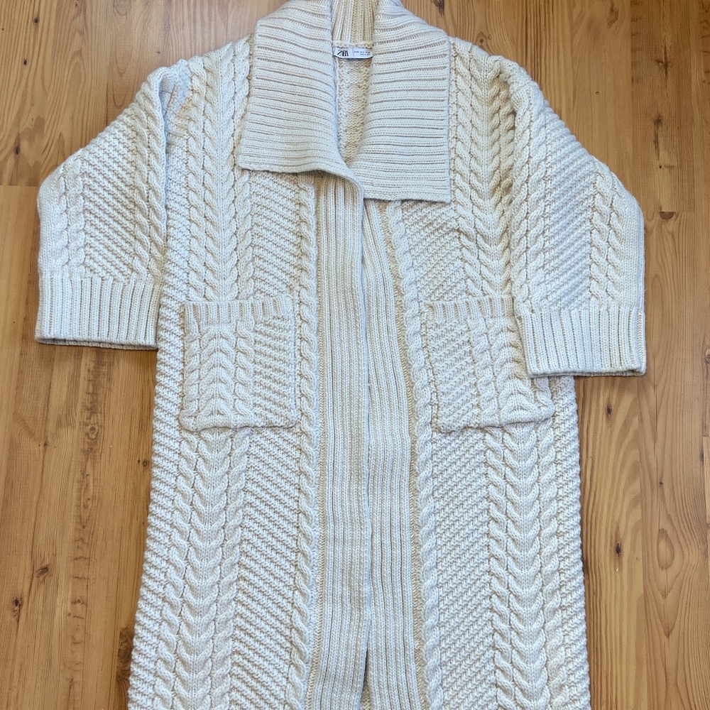 Zara Limited Edition Cable Knit Coat Gem